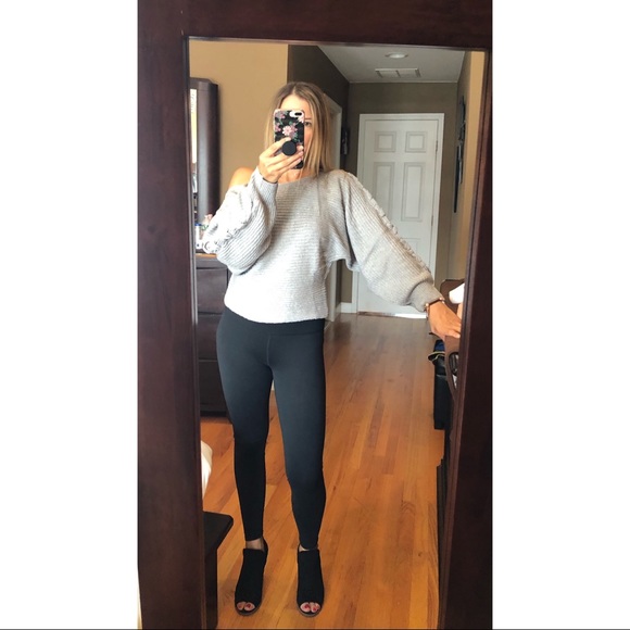 Gray Off-Shoulder Knit Sweater - Picture 7 of 7